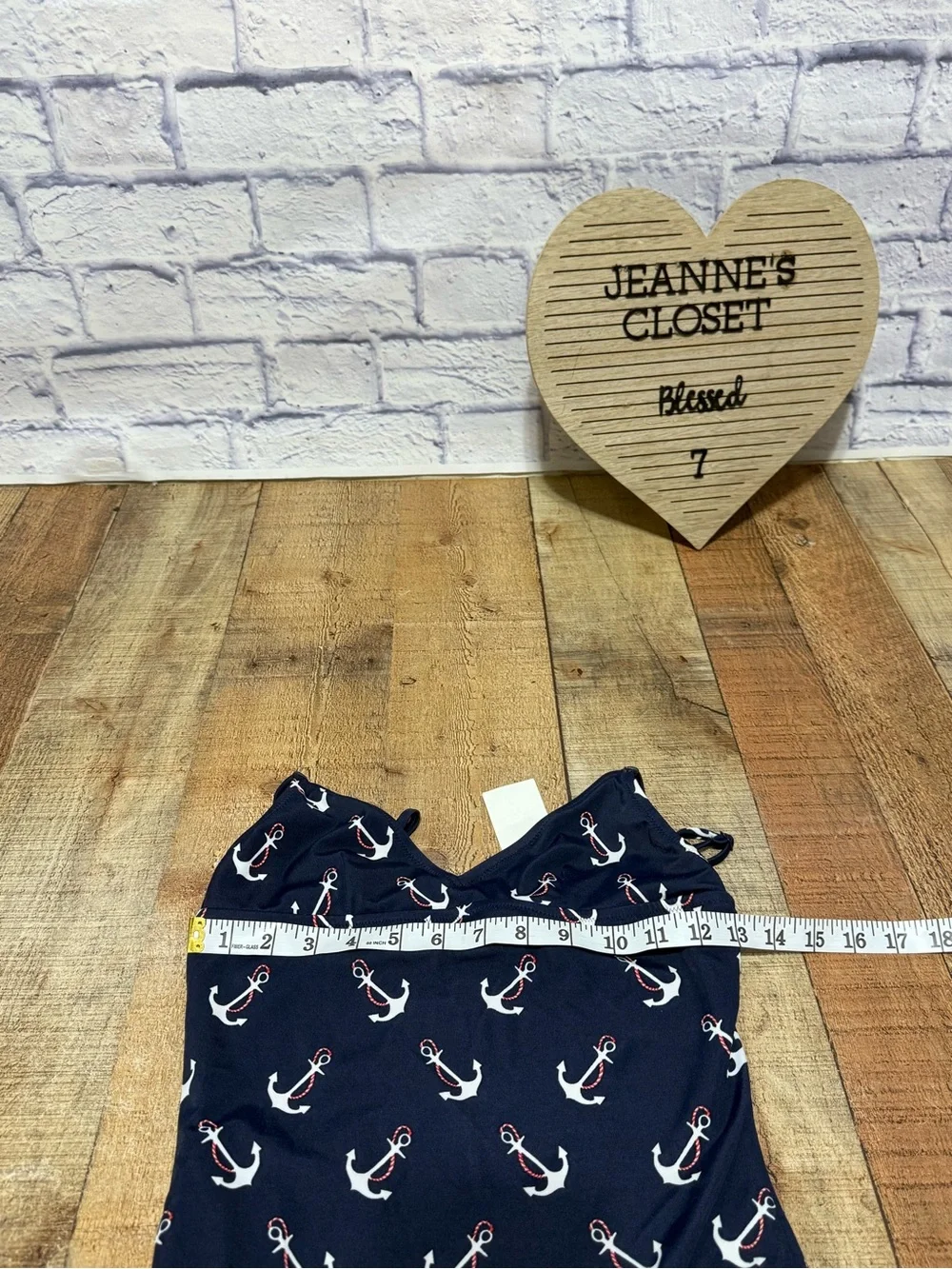 J crew One Piece Swimsuit Size small Navy Blue Womens Anchor Print Nautical